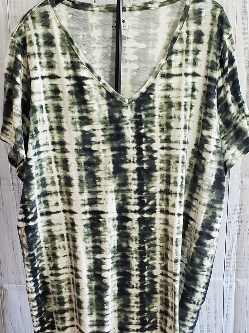 EVRI Everyday Tee Plus Size for Women Green Short Sleeve Tye-Dye Size 3X